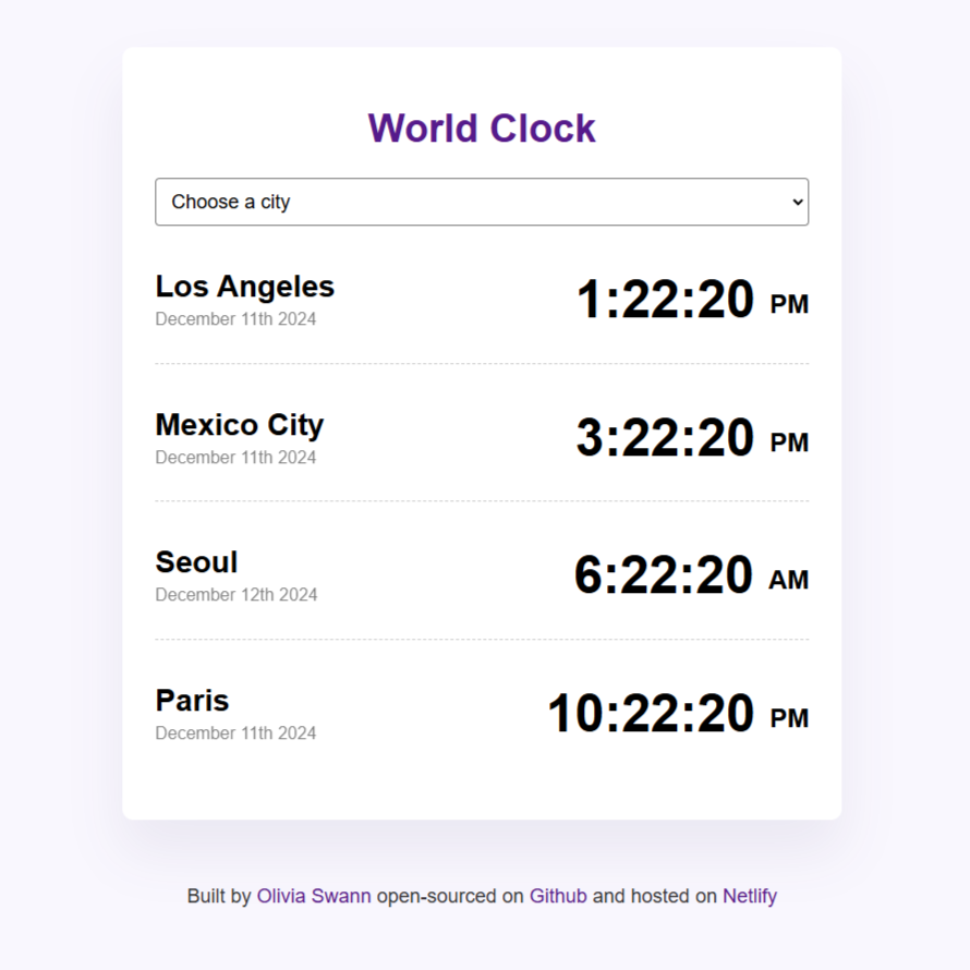 world clock project